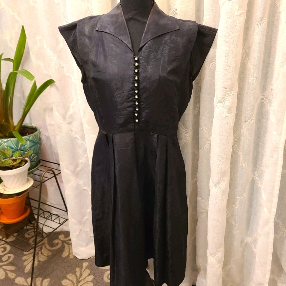 Vintage black cocktail dress with jewel buttons